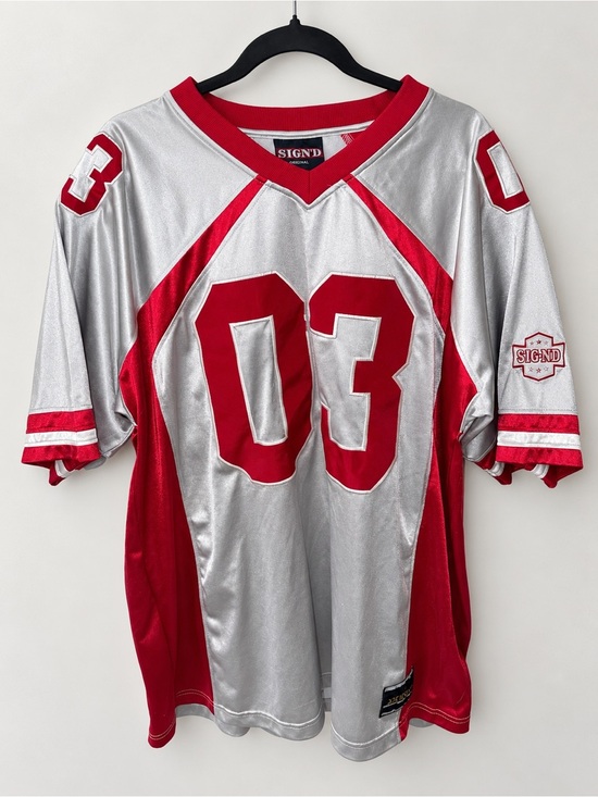 Bign’d Other - BIG N’D Official Men’s XL Football Jersey #03 Silver Red Y2K Sports Jersey